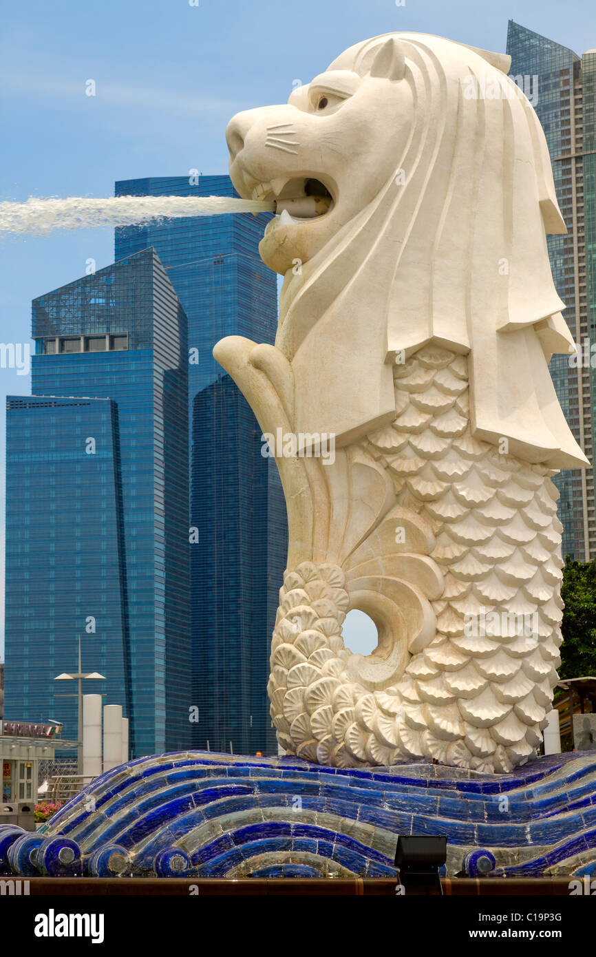 Statua Merlion nel parco dal Fiume Singapore Foto Stock