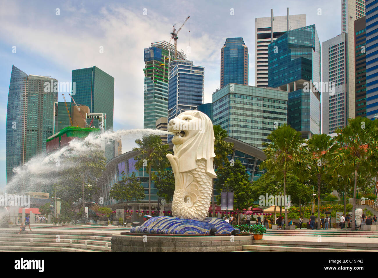 Il Parco Merlion con acqua Statua fontana in Singapore Foto Stock
