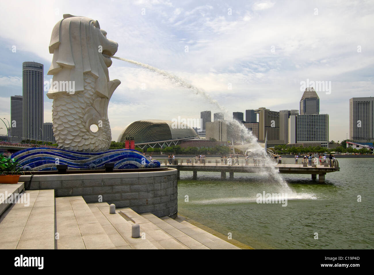 Il Parco Merlion con acqua Statua fontana in Singapore 2 Foto Stock