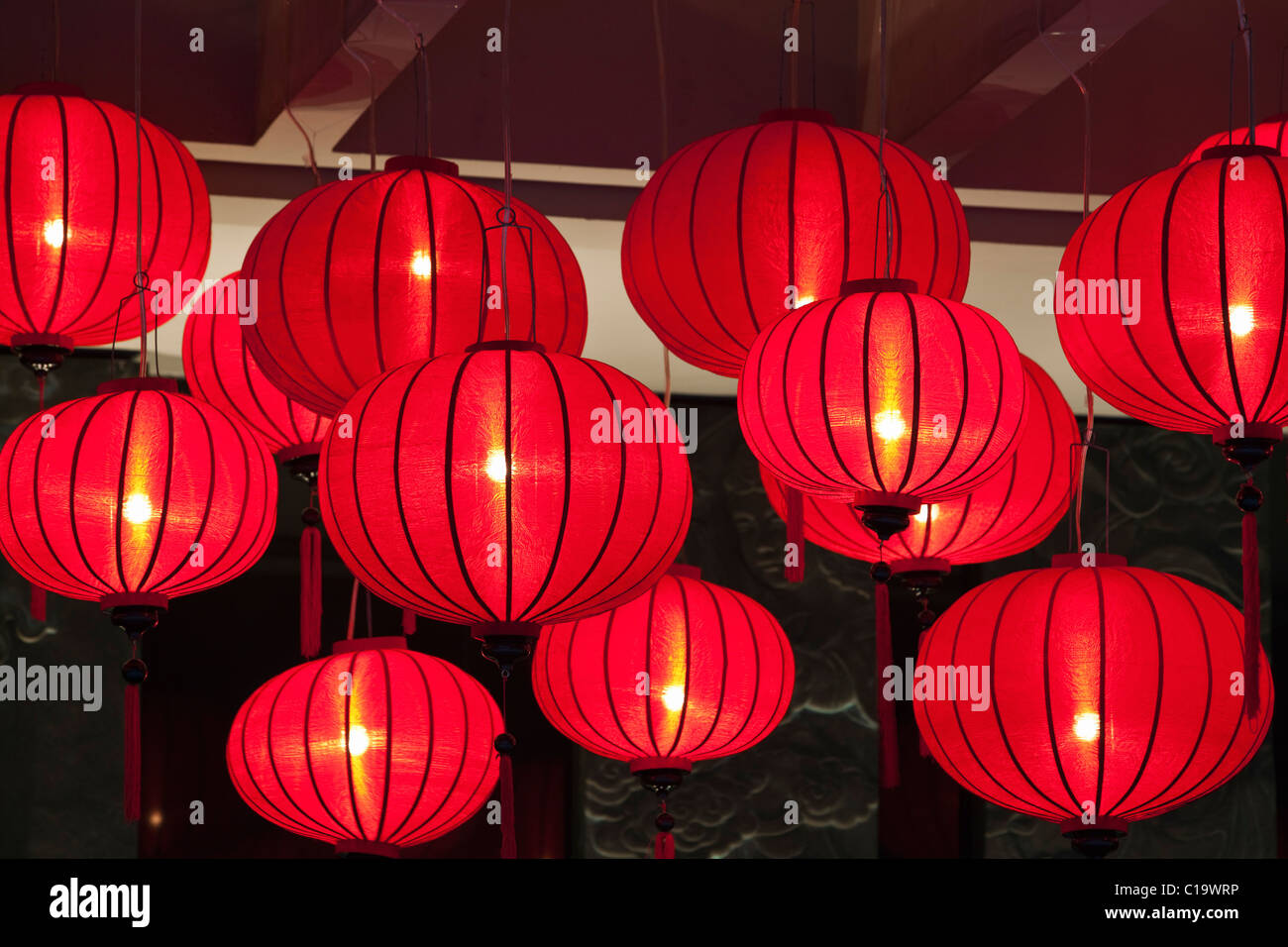 Lanterne rosse per il Capodanno Cinese, Singapore Foto Stock