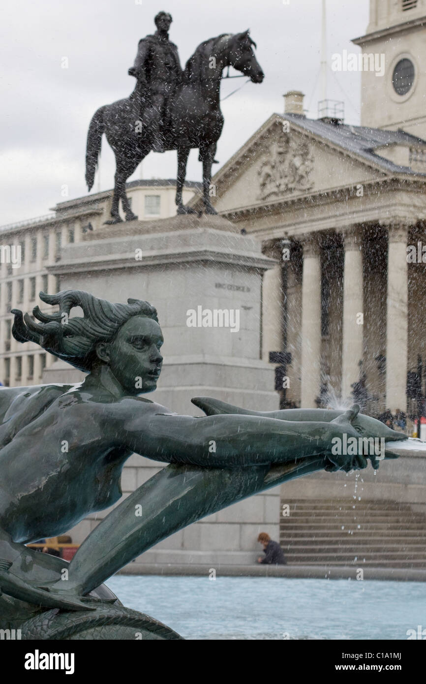 Trafalgar Square nel cuore della Londra Inghilterra Foto Stock