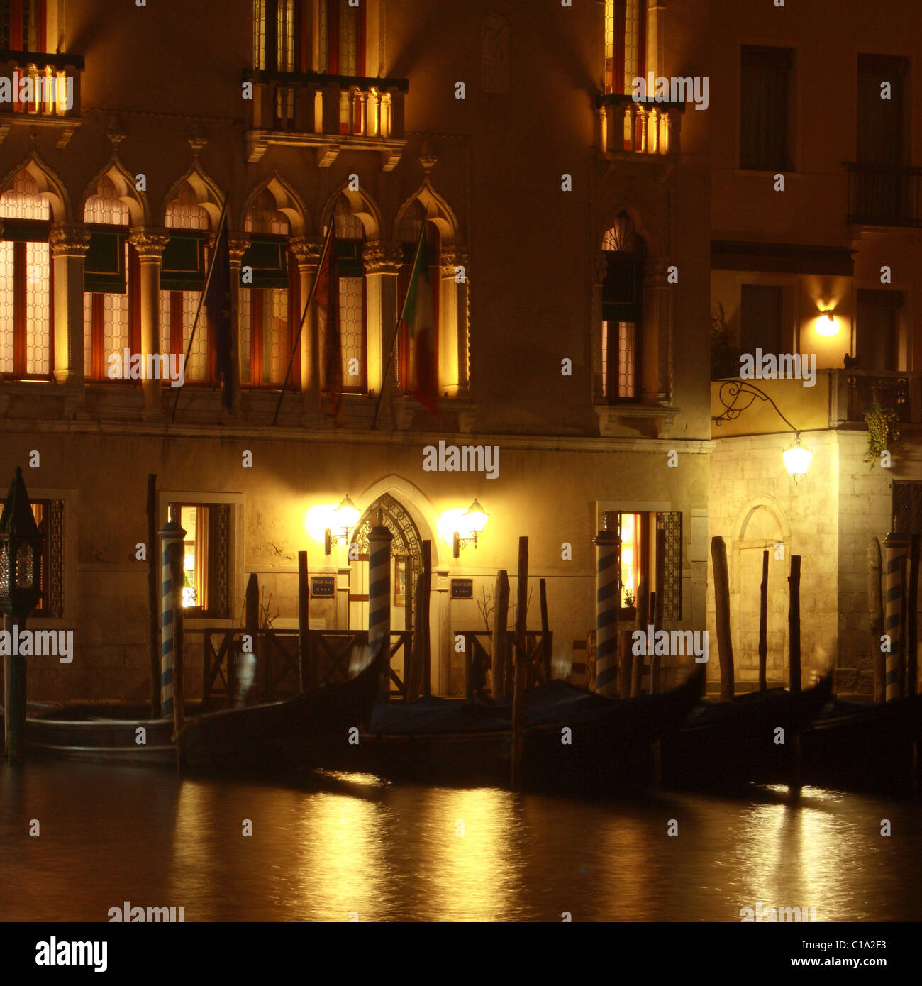 Foscari Palace Hotel, Venezia di notte, Italia Foto Stock