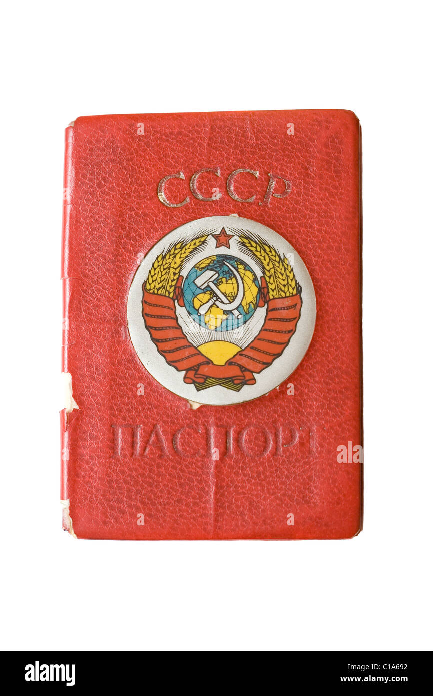 Passaporto sovietico isolato sul bianco Foto Stock