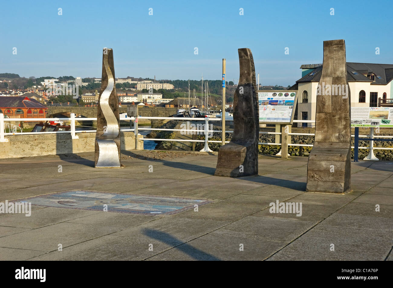 Inizio della pista ciclabile Rheidol ciclabile ciclabile percorso a Aberystwyth Harbour Ceredigion metà Galles Regno Unito Regno Unito Gran Bretagna Foto Stock
