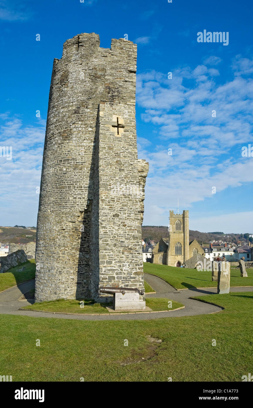 Rovine resti di Aberystwyth Castello Ceredigion Cardiganshire metà Galles Regno Unito Regno Unito Gran Bretagna Foto Stock