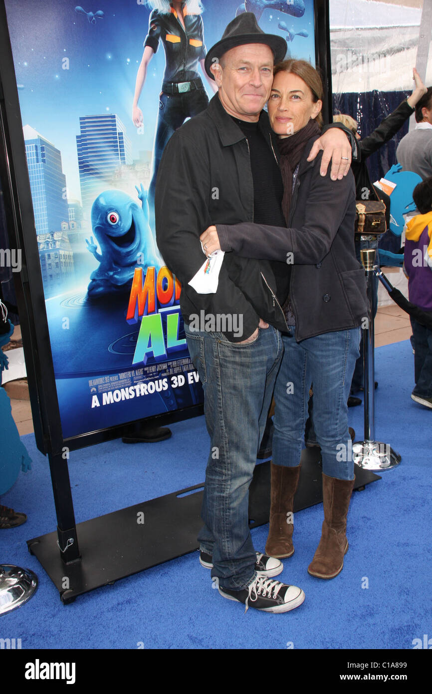 Corbin Bernsen, Amanda Hayes, Los Angeles premiere Monsters vs Aliens tenutasi presso l'Anfiteatro Gibson Universal City Walk Los Foto Stock