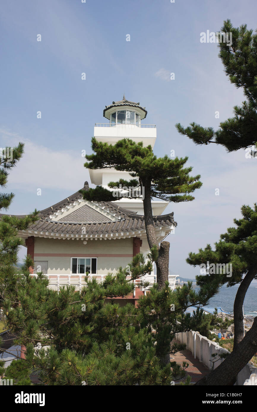 Gampo Songdaemal faro, Corea del sud (vista laterale e verticale) Foto Stock