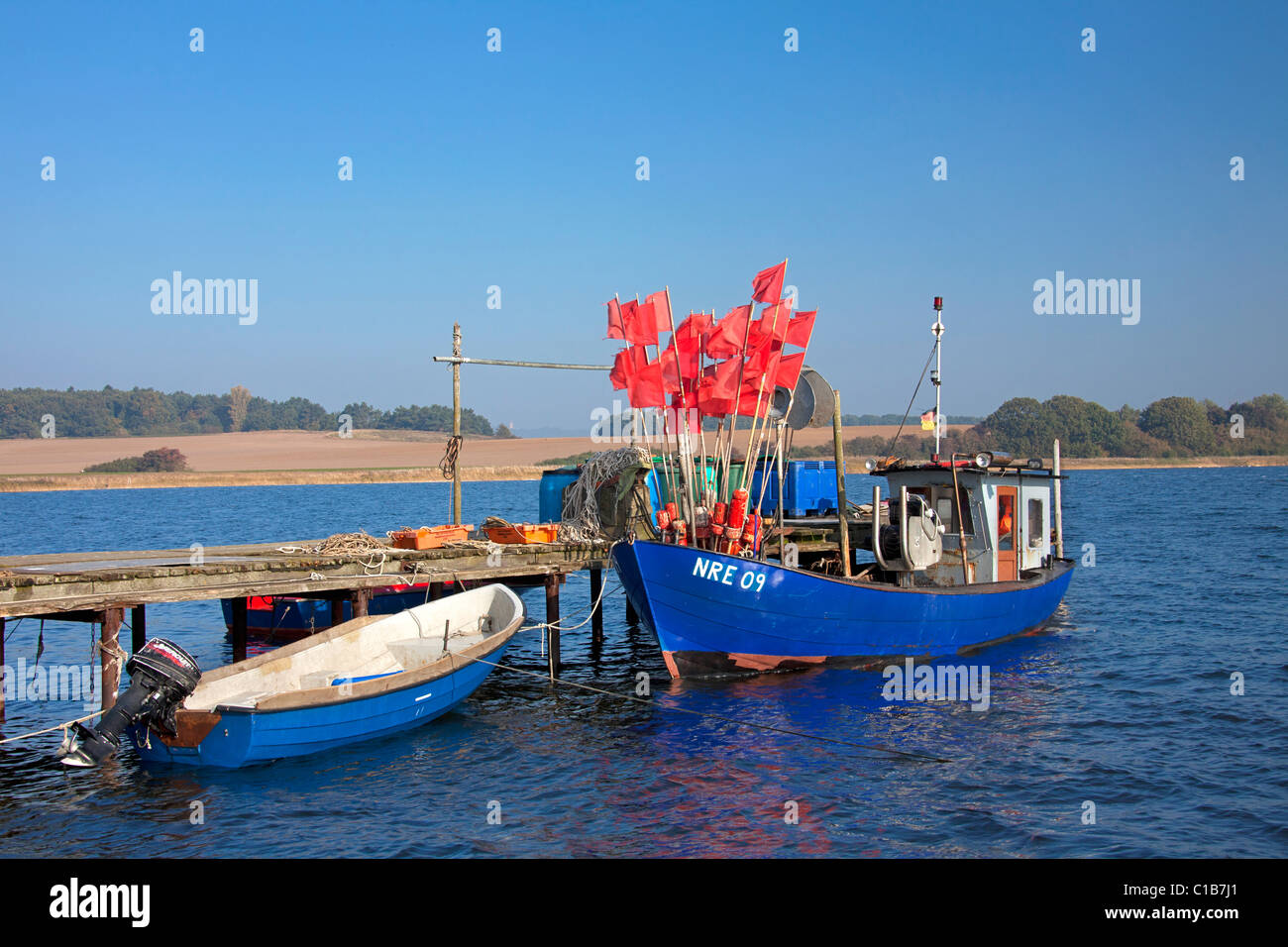 Barche da pesca a Reddevitz, Ruegen isola, Meclemburgo, Pomerania Occidentale, Germania Foto Stock
