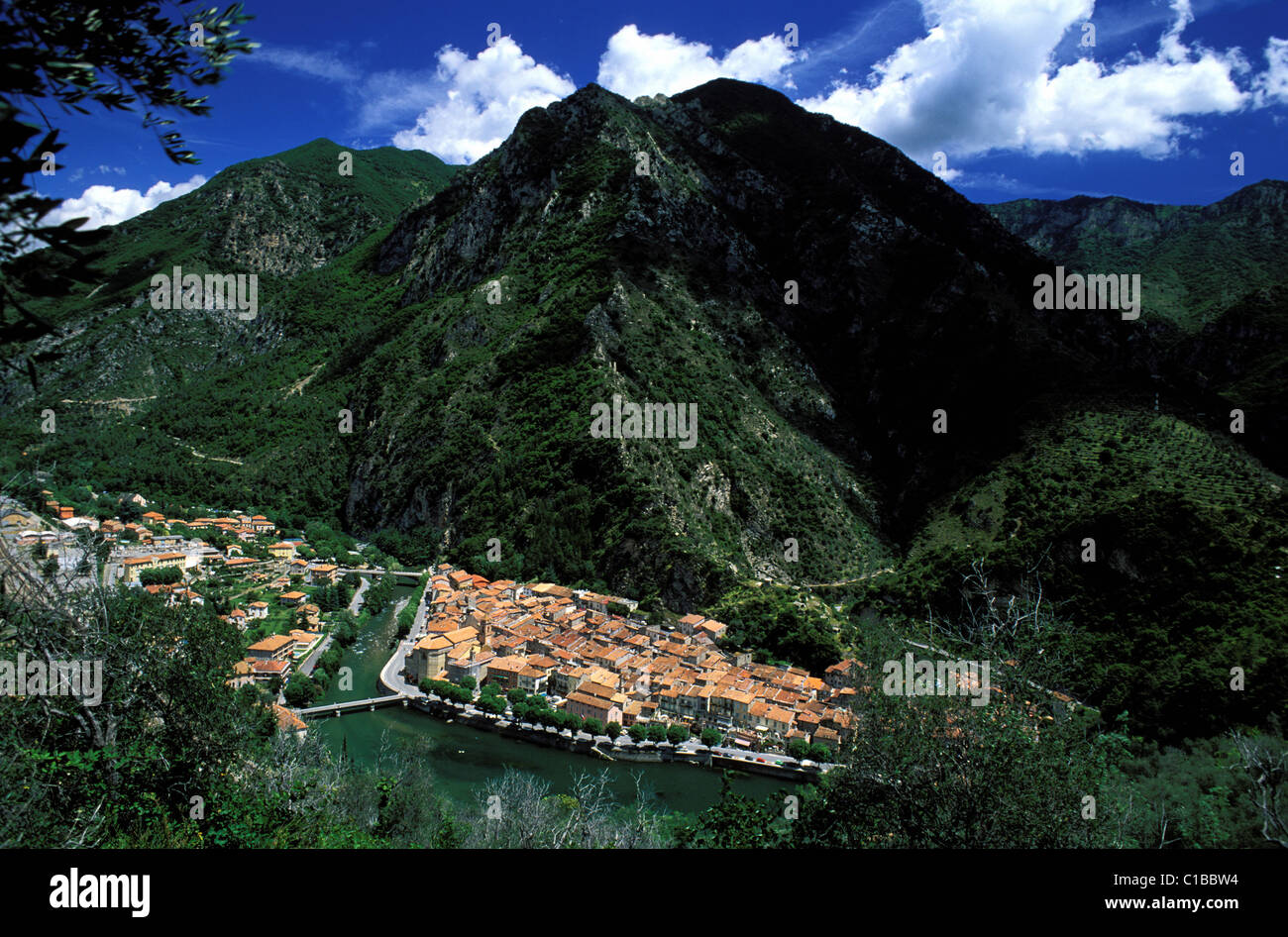 Francia, Alpes Maritimes, valle del Roya (entroterra di Nizza), il villaggio di Breil sur roya Foto Stock