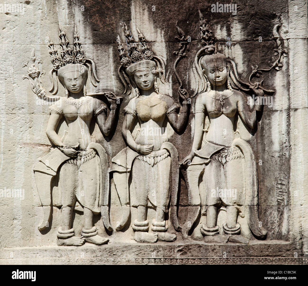 Cambogia antichi khmer sculture in pietra Angkor Wat i templi in Cambogia asia Foto Stock