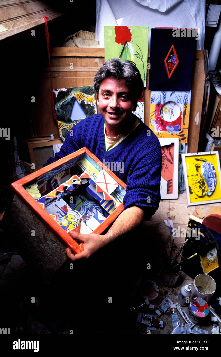 Francia, Finisterre, Loic Madec artiste pittore in Prat Ar Coum (Lannilis) Foto Stock