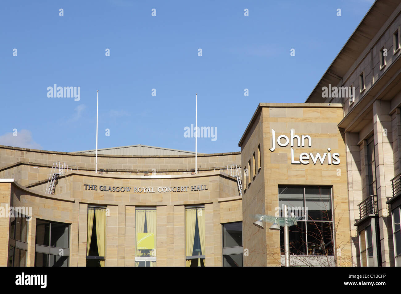 Glasgow Royal Concert Hall e John Lewis Department Store in Buchanan Street, Scotland, Regno Unito Foto Stock