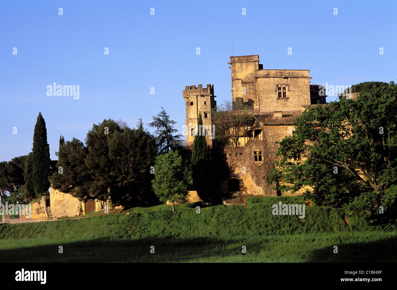 Francia, Vaucluse, Luberon, Lourmarin, etichettati Les Plus Beaux Villages de France (i più bei villaggi di Francia), il castello Foto Stock