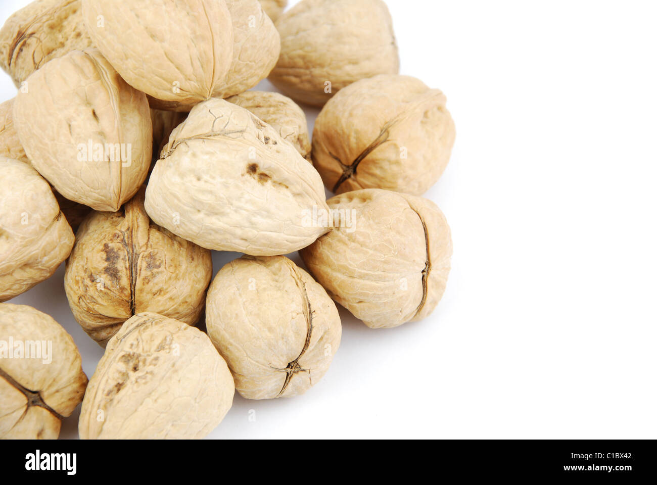 Noci su bianco Foto Stock