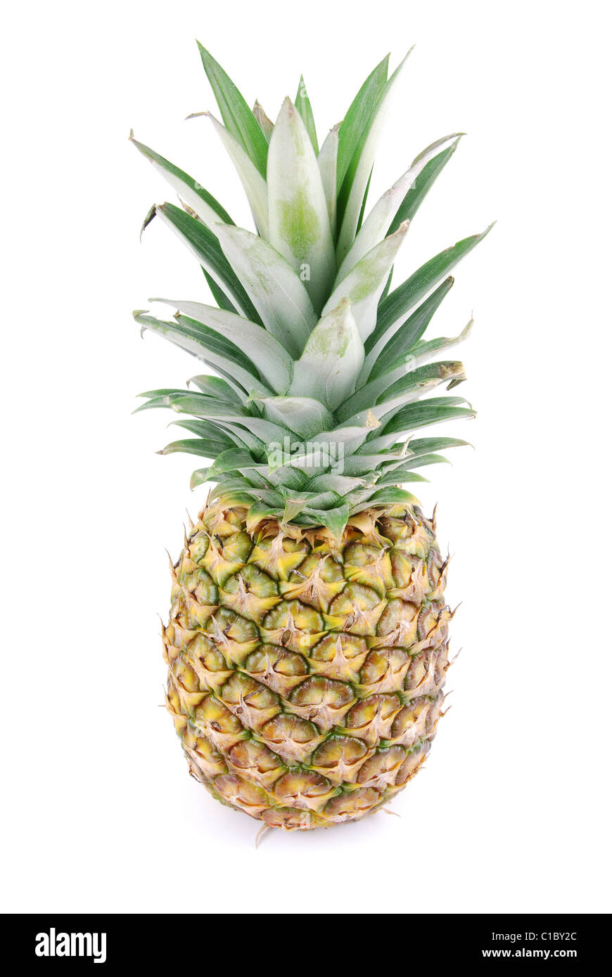 Fresche e mature ananas frutta isolato su bianco Foto Stock