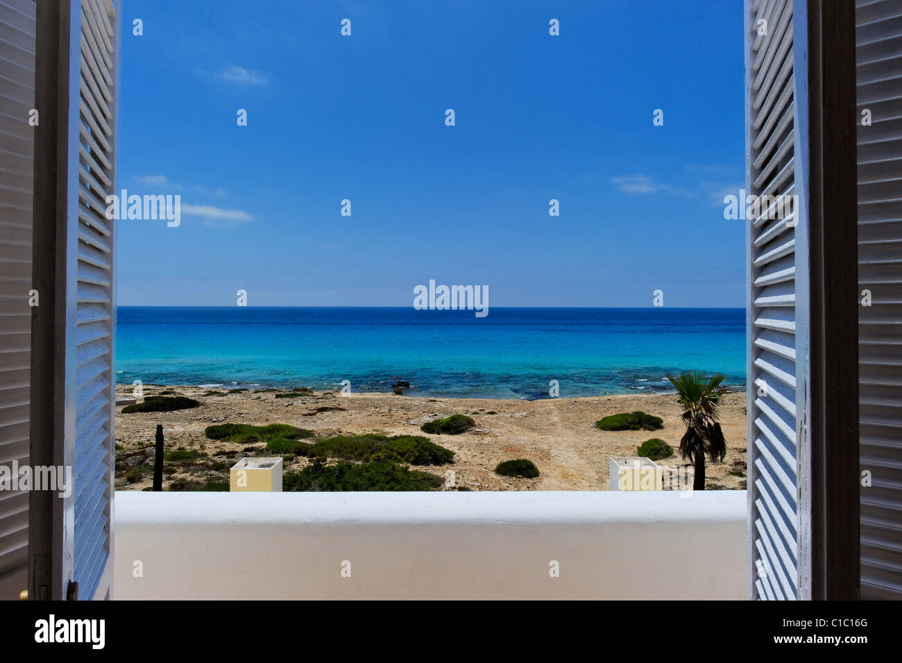 Spiaggia del mare e del sole, Formentera, isole Baleari, Spagna, Europa Foto Stock