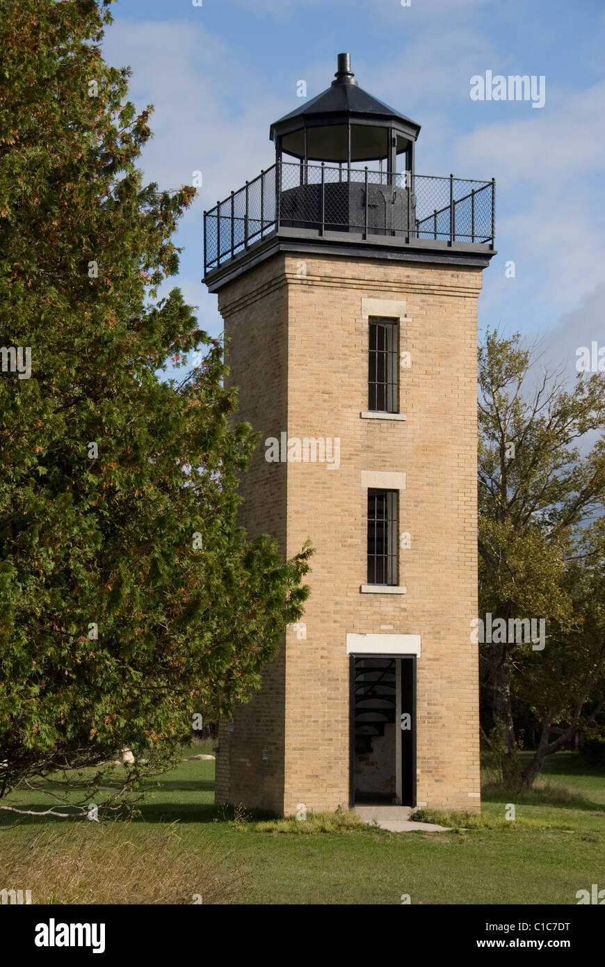 Penisola Point Lighthouse è situato a nord del Lago Michigan a sud di Stonington, Michigan Foto Stock