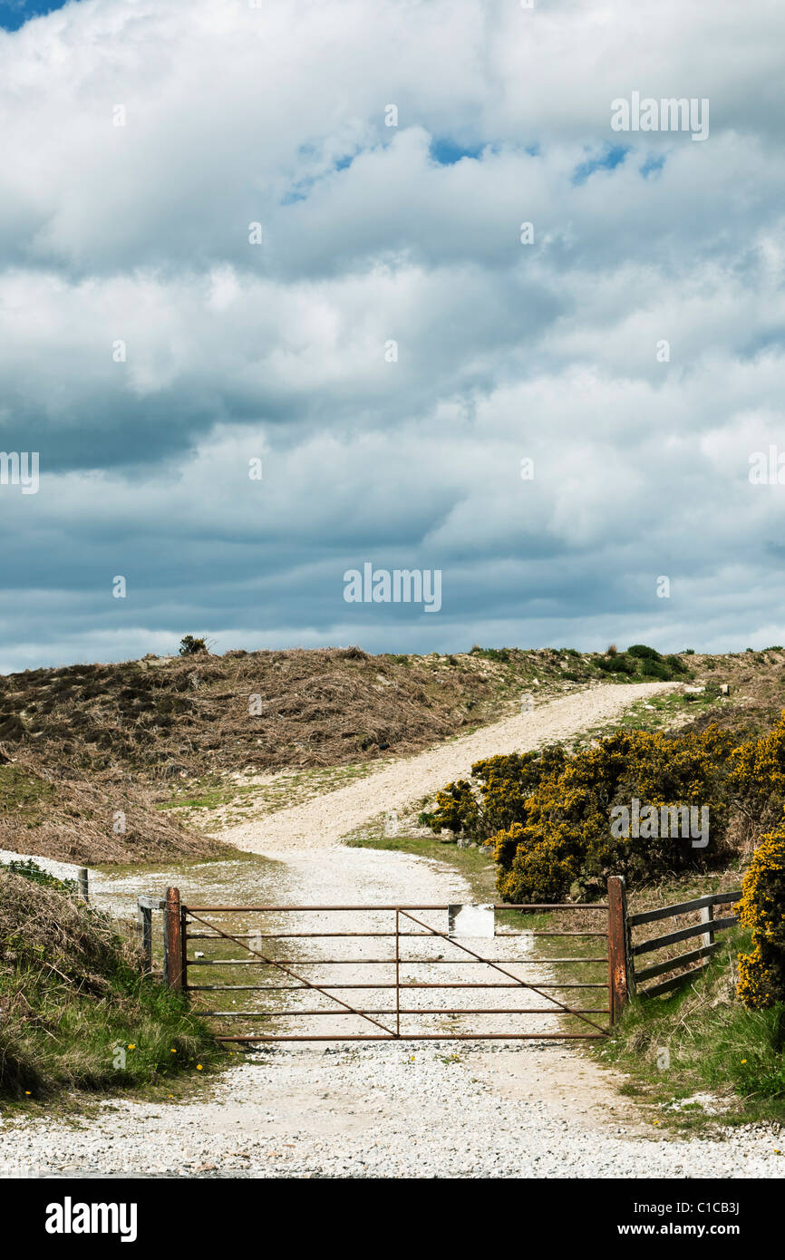 Porta di ferro che conduce al sentiero sulla collina REGNO UNITO Foto Stock