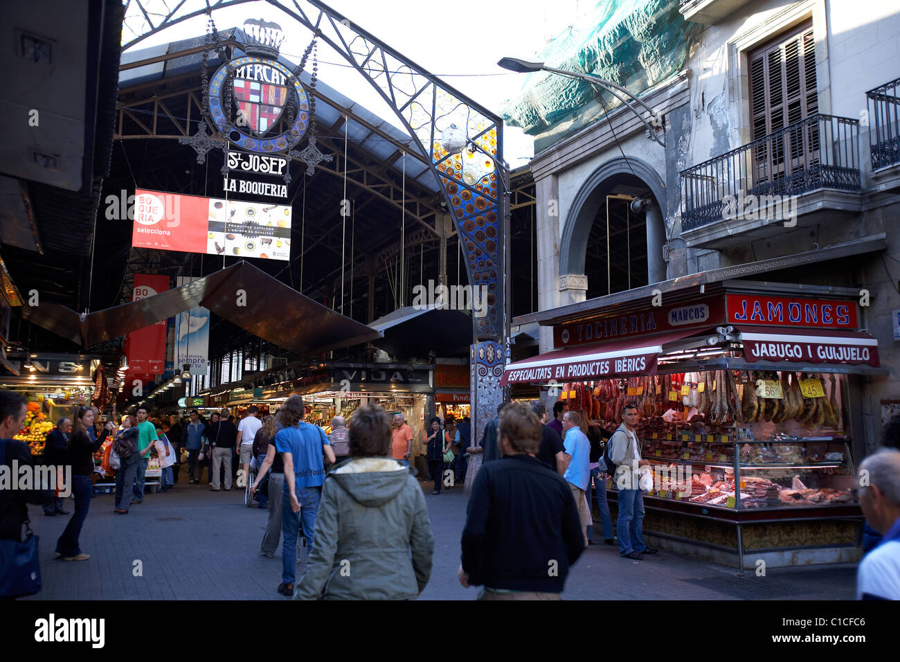 Boqueria, Las Ramblas, Barcelona, Catalogna, Spagna. Foto Stock
