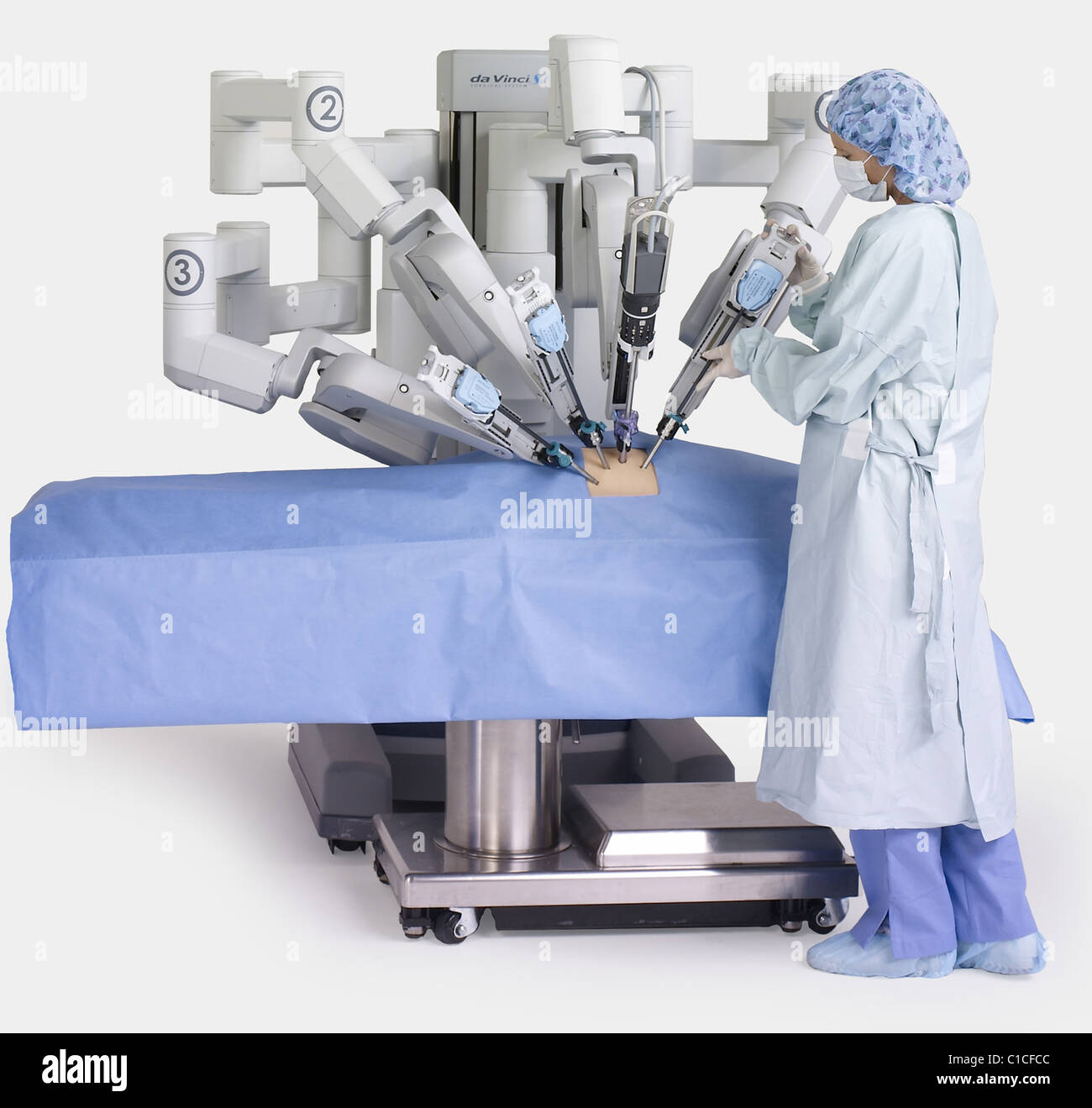 Il DR. Fantasia di robot avente un robot come il vostro chirurgo? È improvvisamente un freaky, sci-fi possibilità. Il Da Vinci si endoscopica robotica Foto Stock