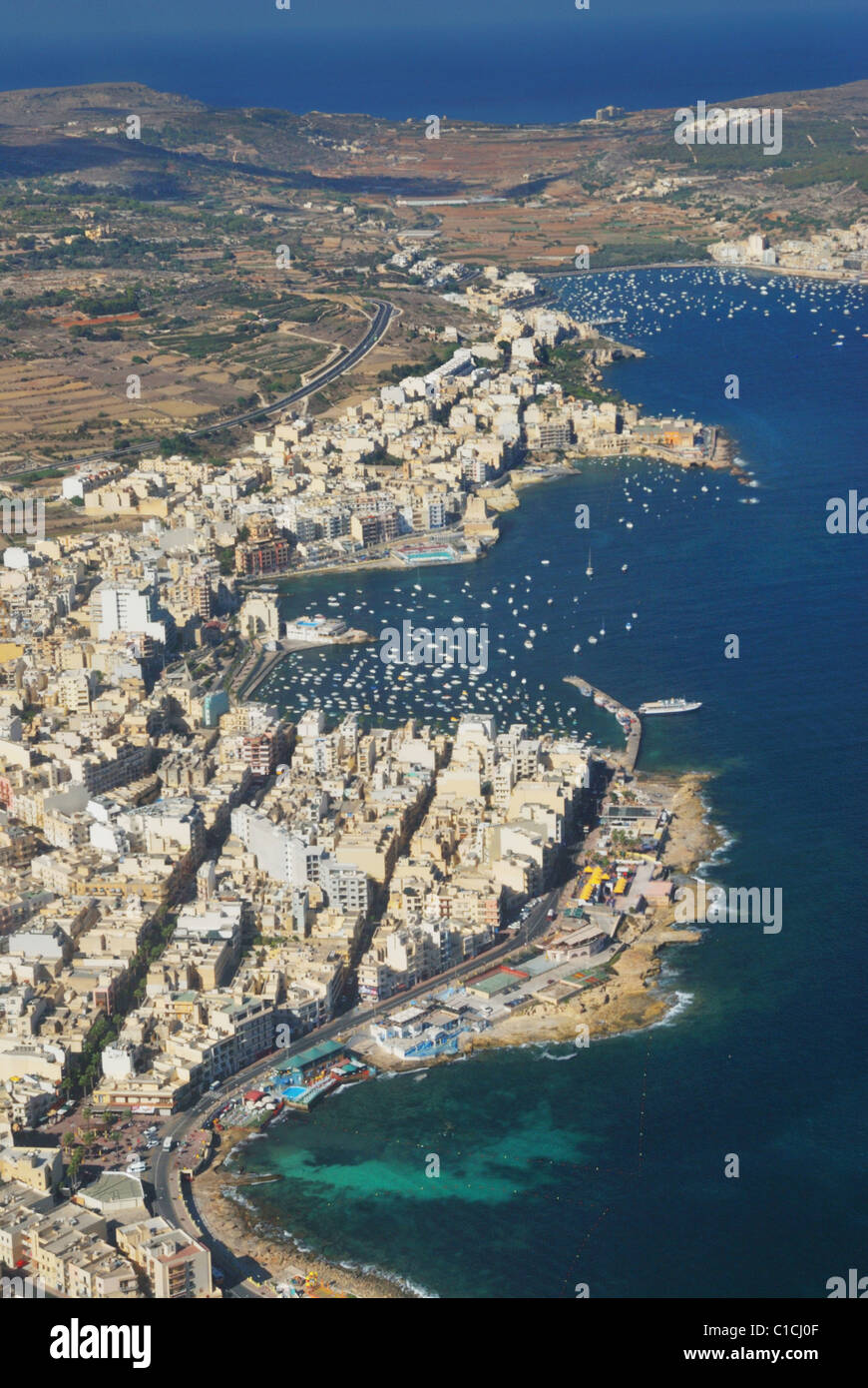 Bugibba e San Paolo dall'aria - Malta Foto Stock