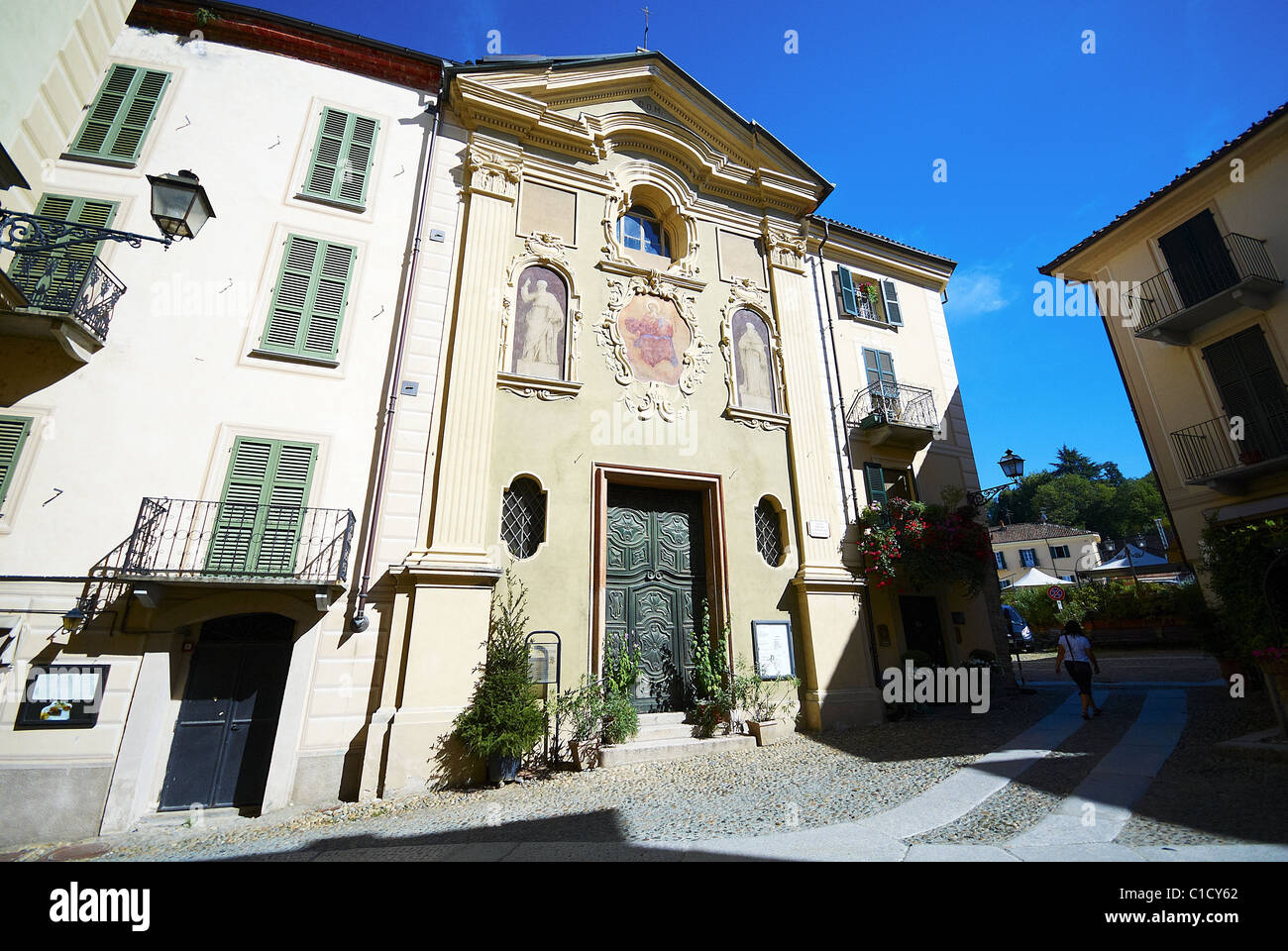 Acqui terme per il modo in cui i dettagli tempo libero città vecchia, Piemonte, Italia Foto Stock