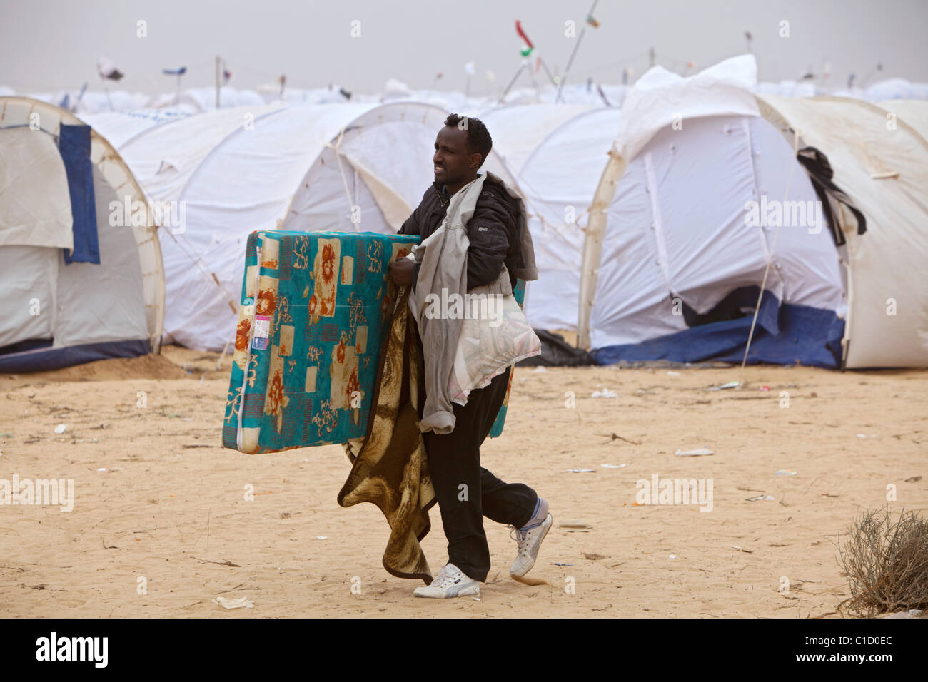 I rifugiati di Shousha Refugee Camp Ben Gardane, Tunisia Foto Stock