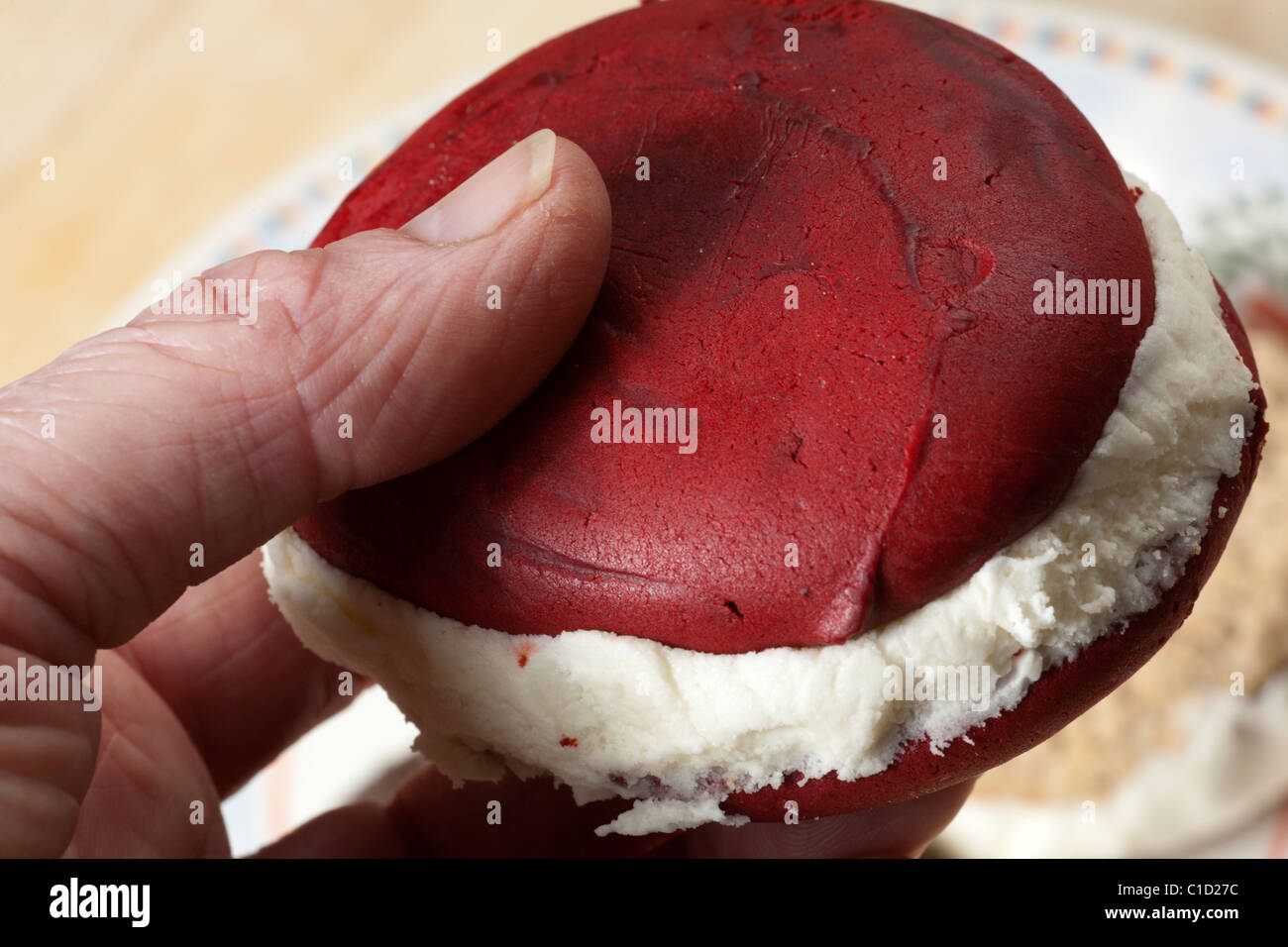 Velluto rosso Whoopie Pie Foto Stock