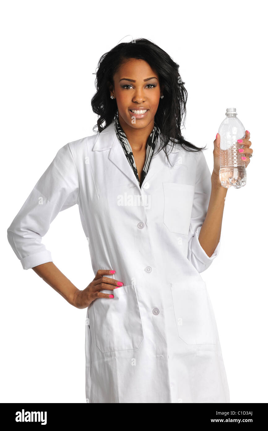 Ritratto di African American health care professional tenendo la bottiglia di acqua Foto Stock