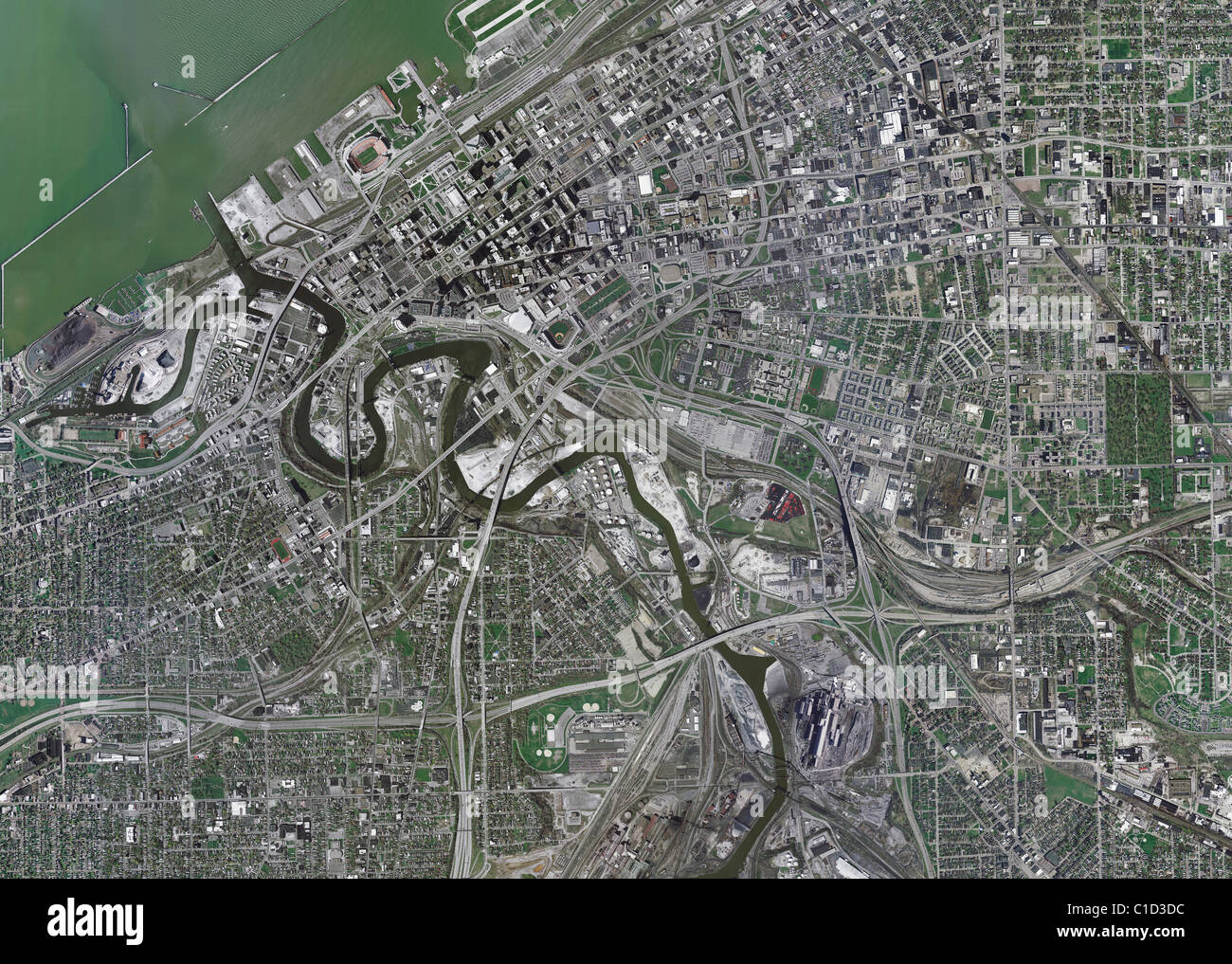 Mappa aerea vista al di sopra Cleveland Ohio Foto Stock
