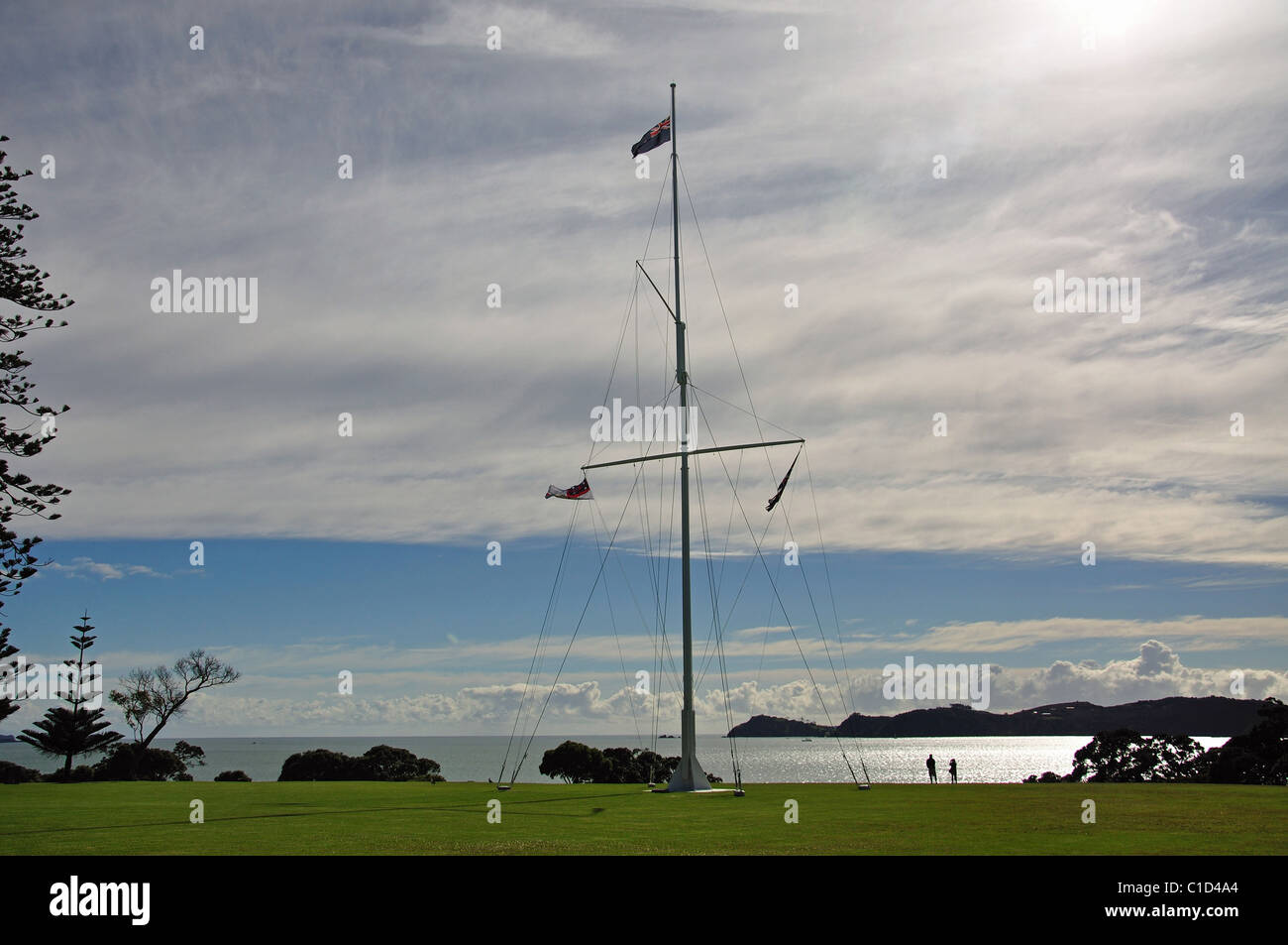 La Naval Flagstaff, Waitangi Treaty Grounds, Waitangi, Baia delle Isole, regione di Northland, Isola del nord, Nuova Zelanda Foto Stock