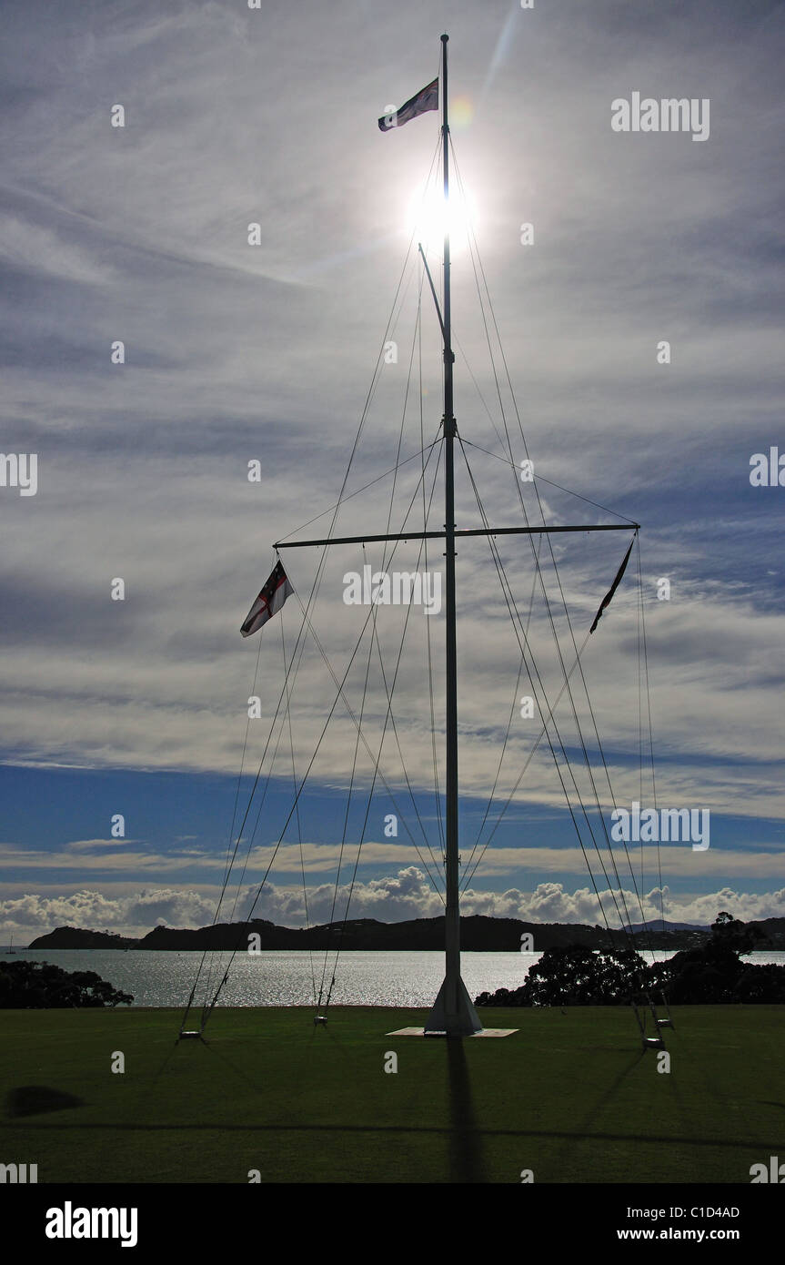 La Naval Flagstaff, Waitangi Treaty Grounds, Waitangi, Baia delle Isole, regione di Northland, Isola del nord, Nuova Zelanda Foto Stock