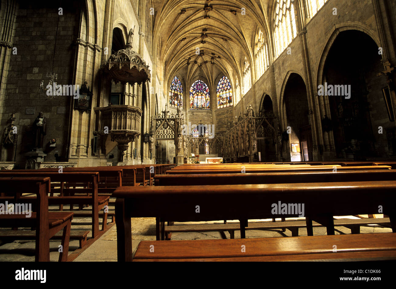 Francia, Gers, Saint Gervais Saint Protais cattedrale in Lectour Foto Stock