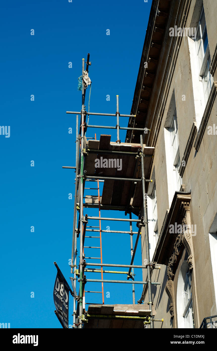 Ponteggio su edificio Georgiano Bath Inghilterra Foto Stock