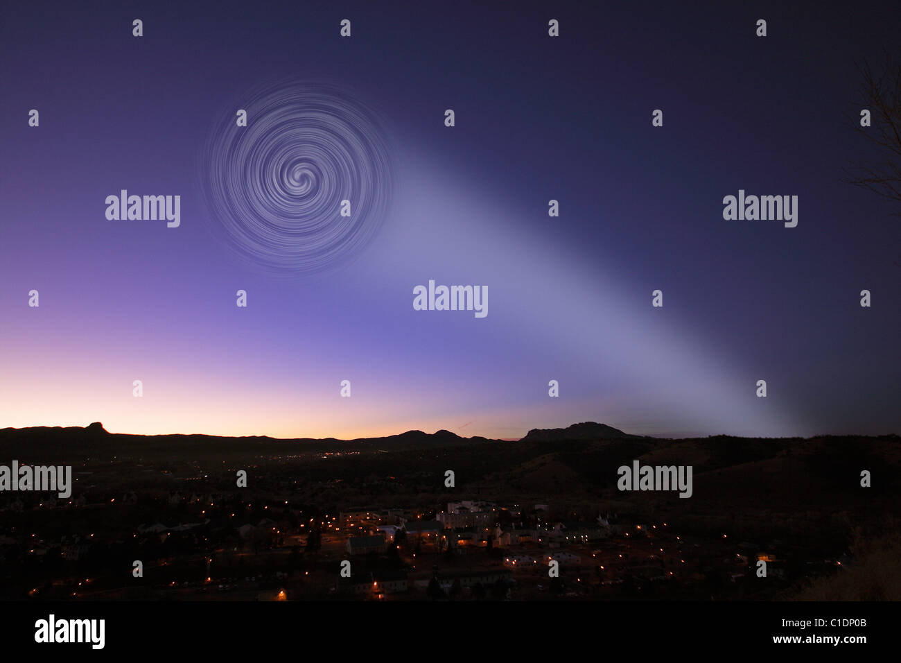 La ricreazione del "Norvegia" a spirale di avvistamento UFO Foto Stock