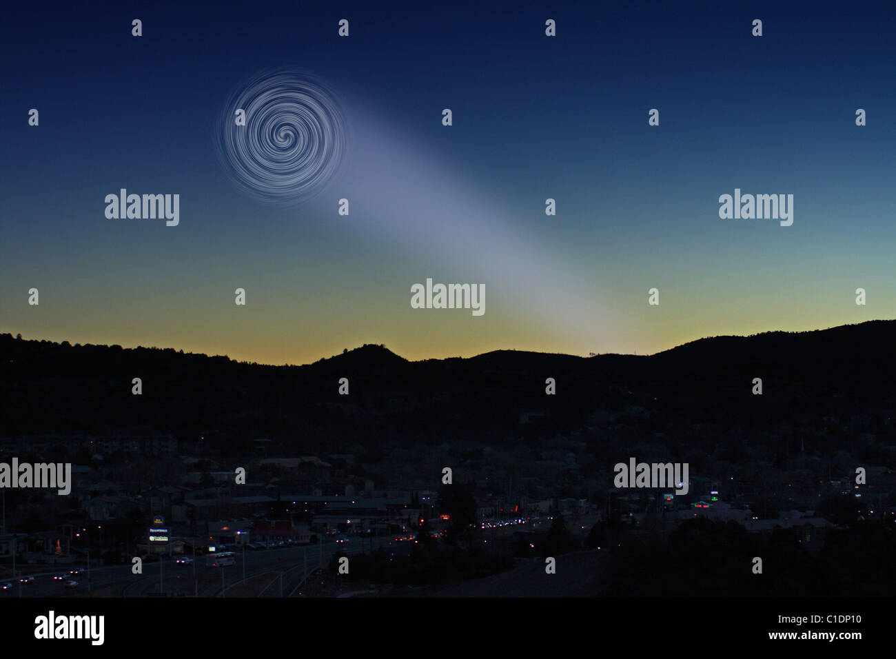 La ricreazione del "Norvegia" a spirale di avvistamento UFO Foto Stock