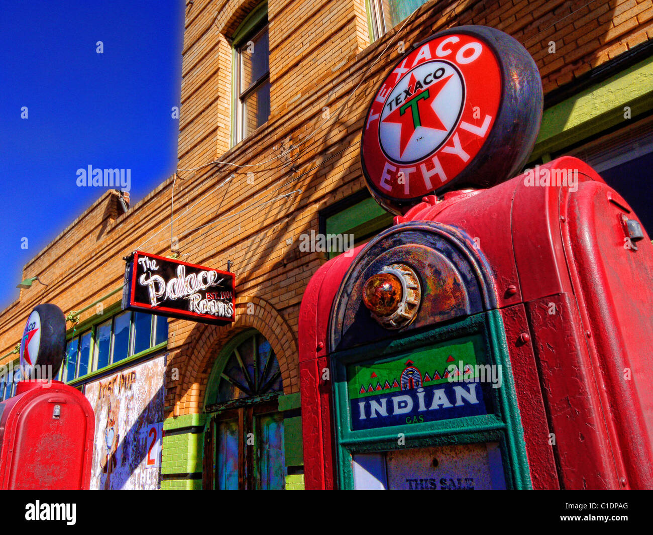 Antiquariato pompa Gas Bisbee, Arizona Foto Stock