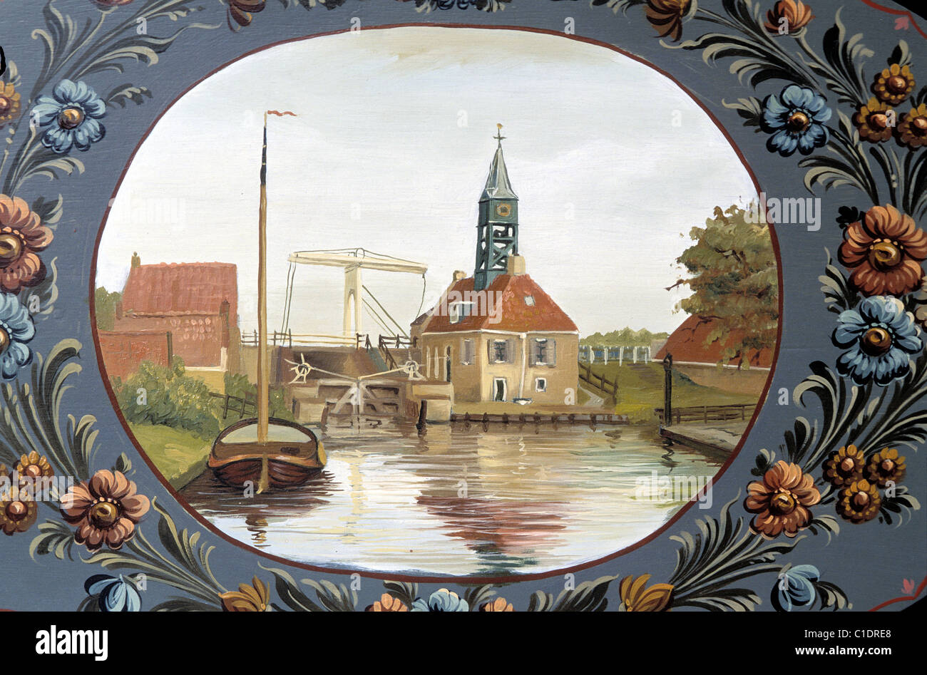 Paesi Bassi, Friesland, Hindeloopen, legno dipinto, officina, HW zweed Foto Stock