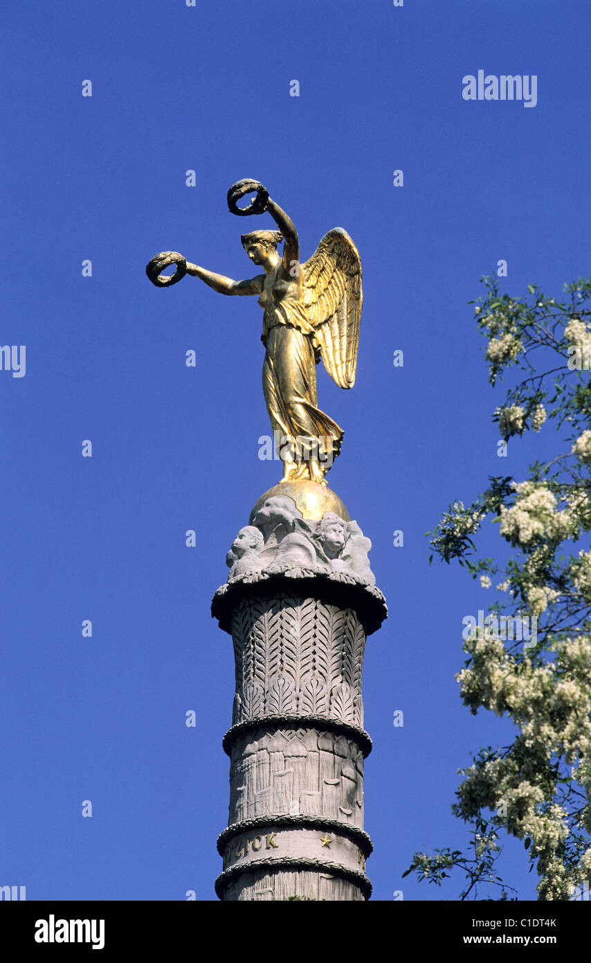 Francia, Parigi, Golden Angel sulla colonna di Chatelet square Foto Stock