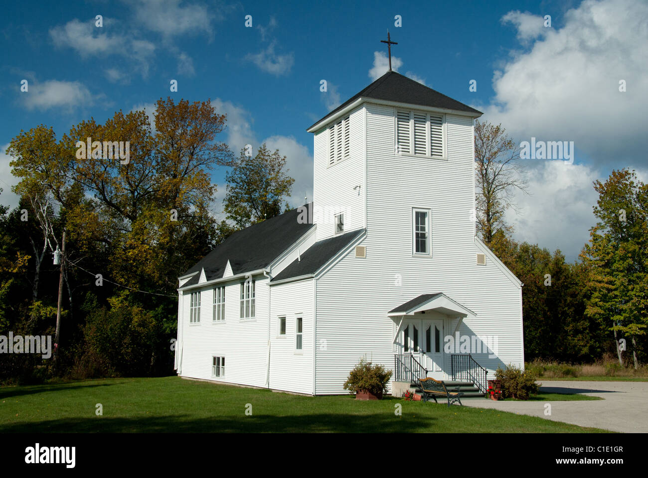 Trinità chiesa luterana; 5207 County 513 T Rd; il fiume Rapido, MI 49878; 906-474-6221 Foto Stock