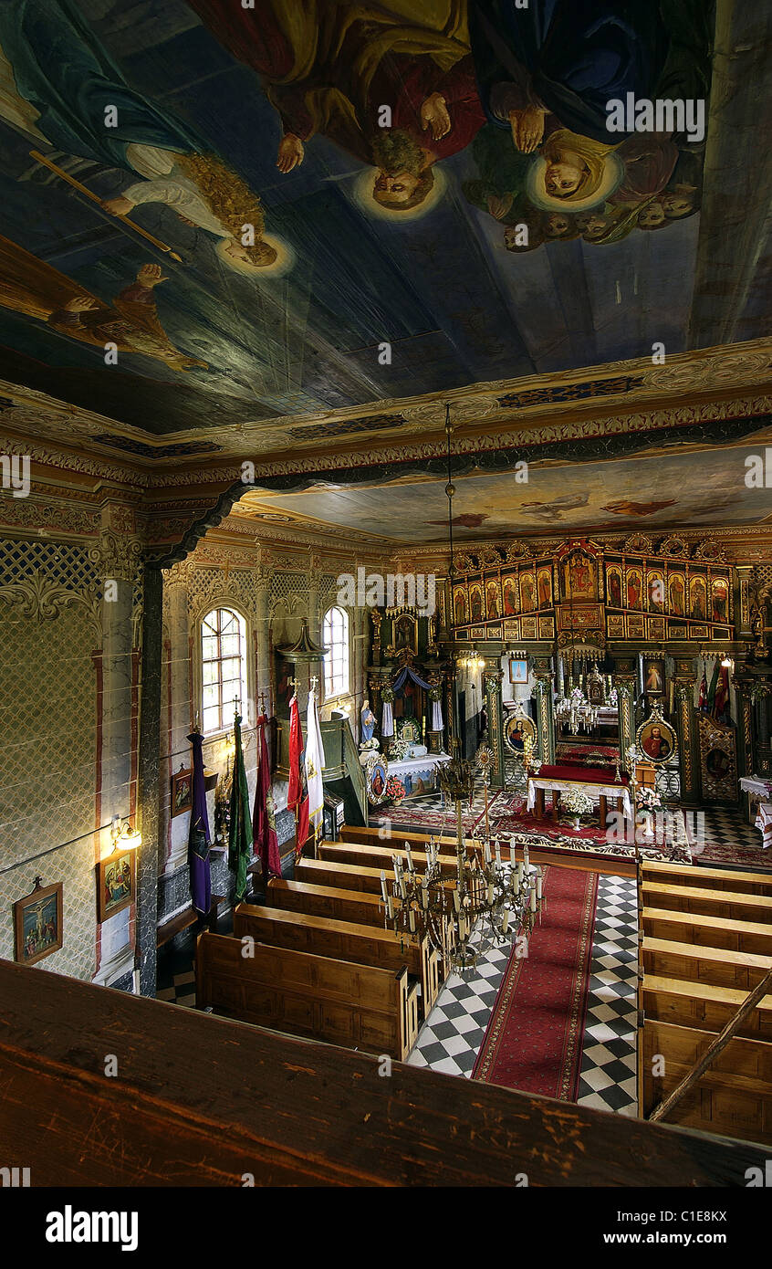 Polonia, Transcarpazia, interni di una chiesa verso Mrzyglod nel nord di Sanok Foto Stock
