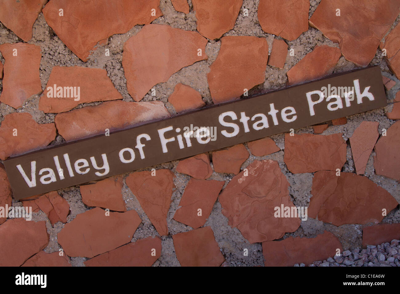 La valle del fuoco stato segno di parcheggio Foto Stock