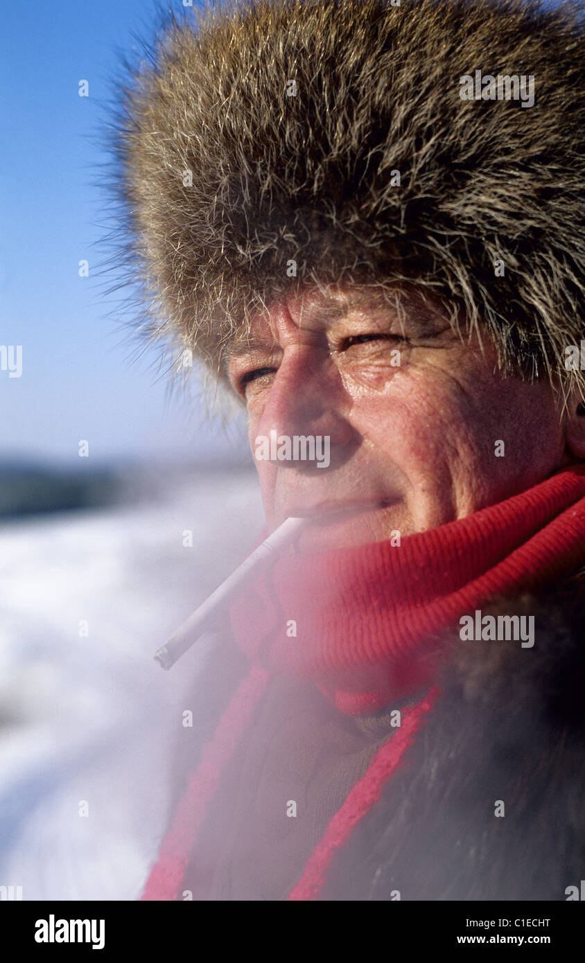 Canada, Provincia di Quebec, trapper Aime Audry in inverno Foto Stock