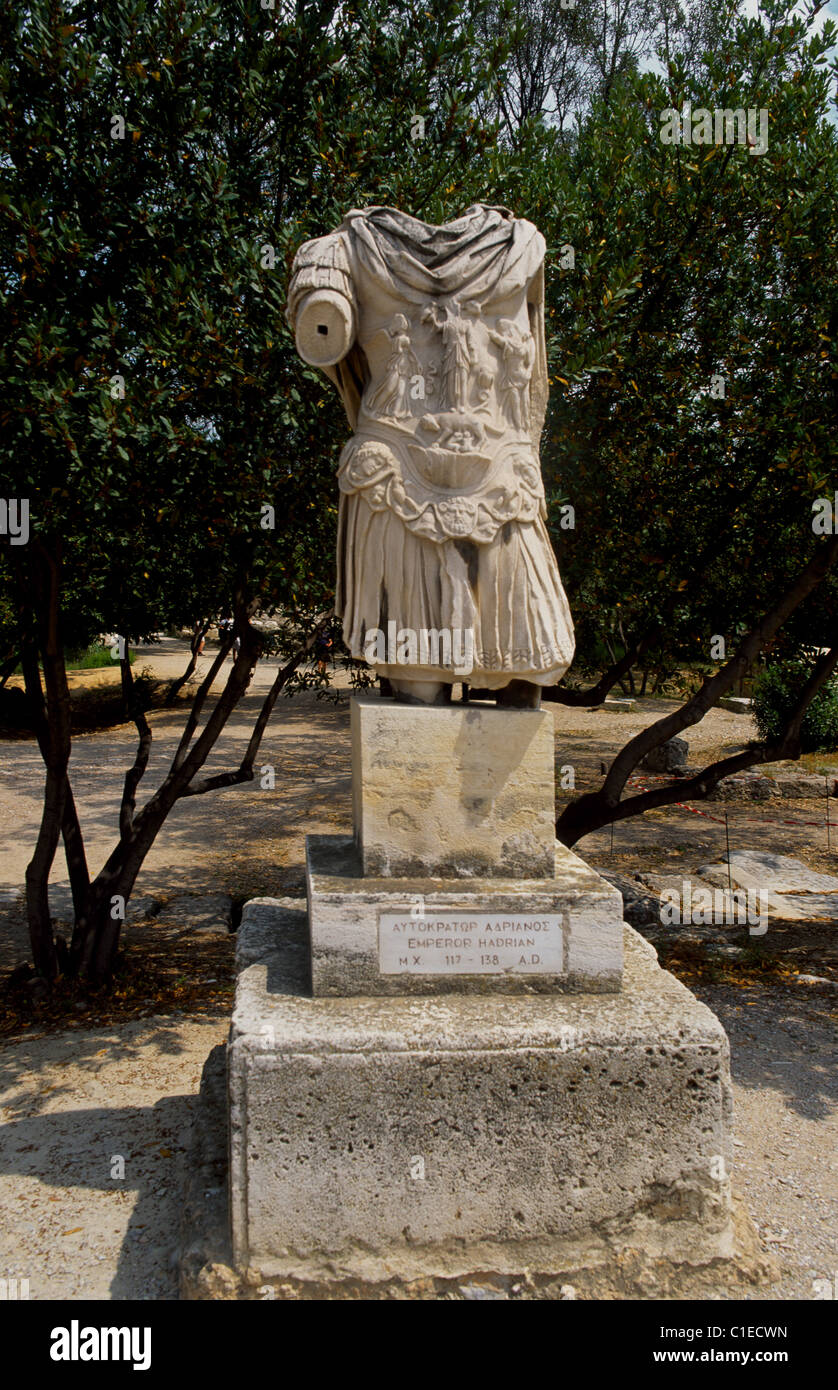 Atene Grecia Antica Agora Statua di Adriano 117- 138ANNUNCIO Foto Stock