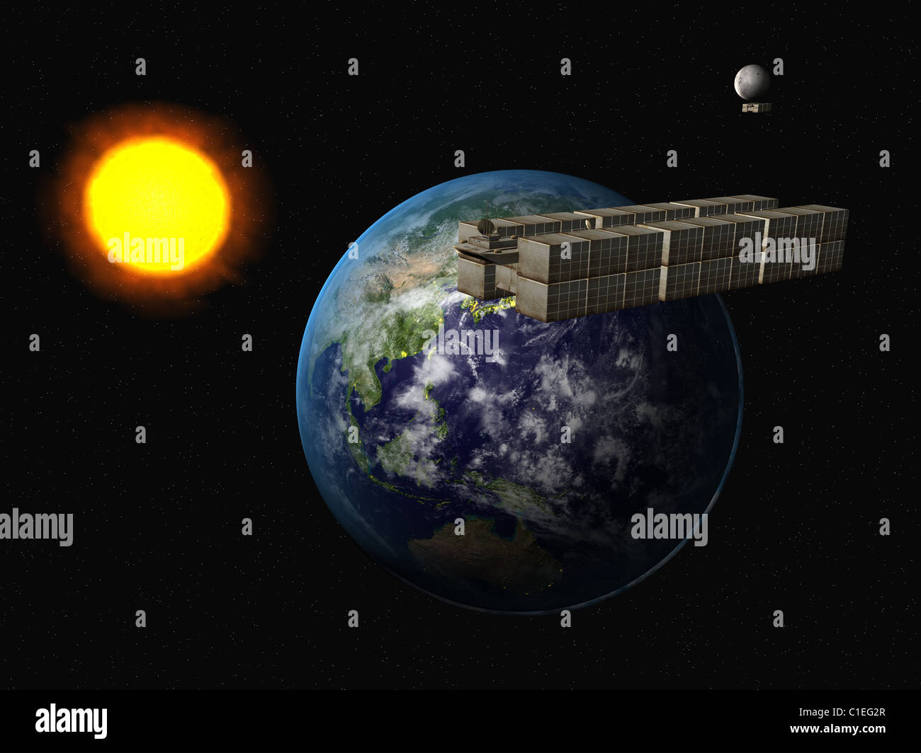 Spedizione di rifiuti nel sistema Sun sulla terra Foto Stock