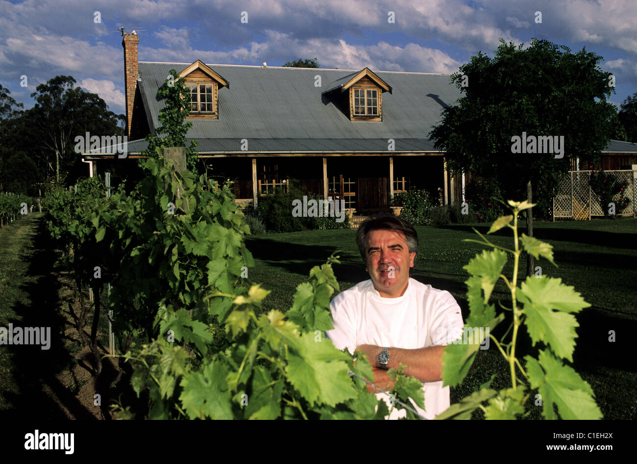 Australia, Nuovo Galles del Sud, la Hunter Valley, Robert Molines, solo chef francese si stabilirono in questa regione, il vilage di Pokolbin Foto Stock