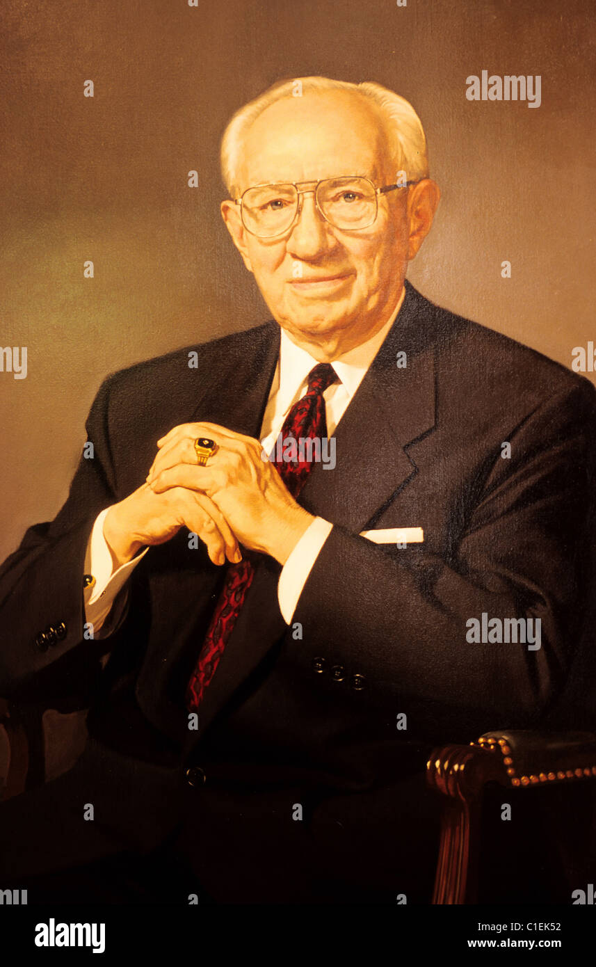 Stati Uniti, Utah, Salt Lake City, il Mormon Temple Square, Gordon B Hinckle, presidente attuale Foto Stock