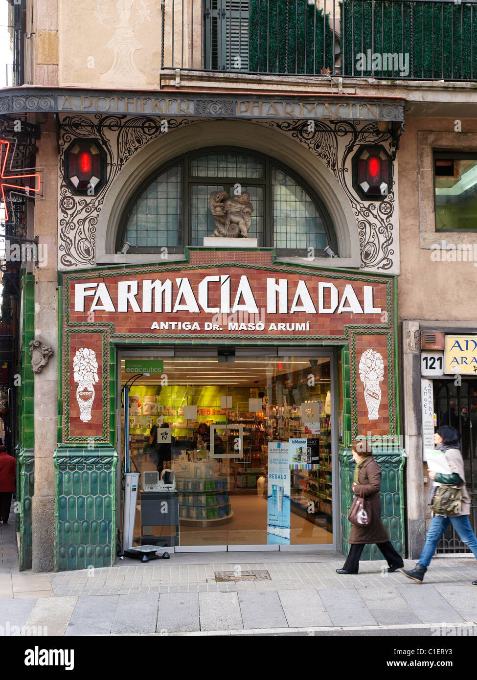 Farmacia Hadal, Las Ramblas, Barcelona, Spagna. Foto Stock
