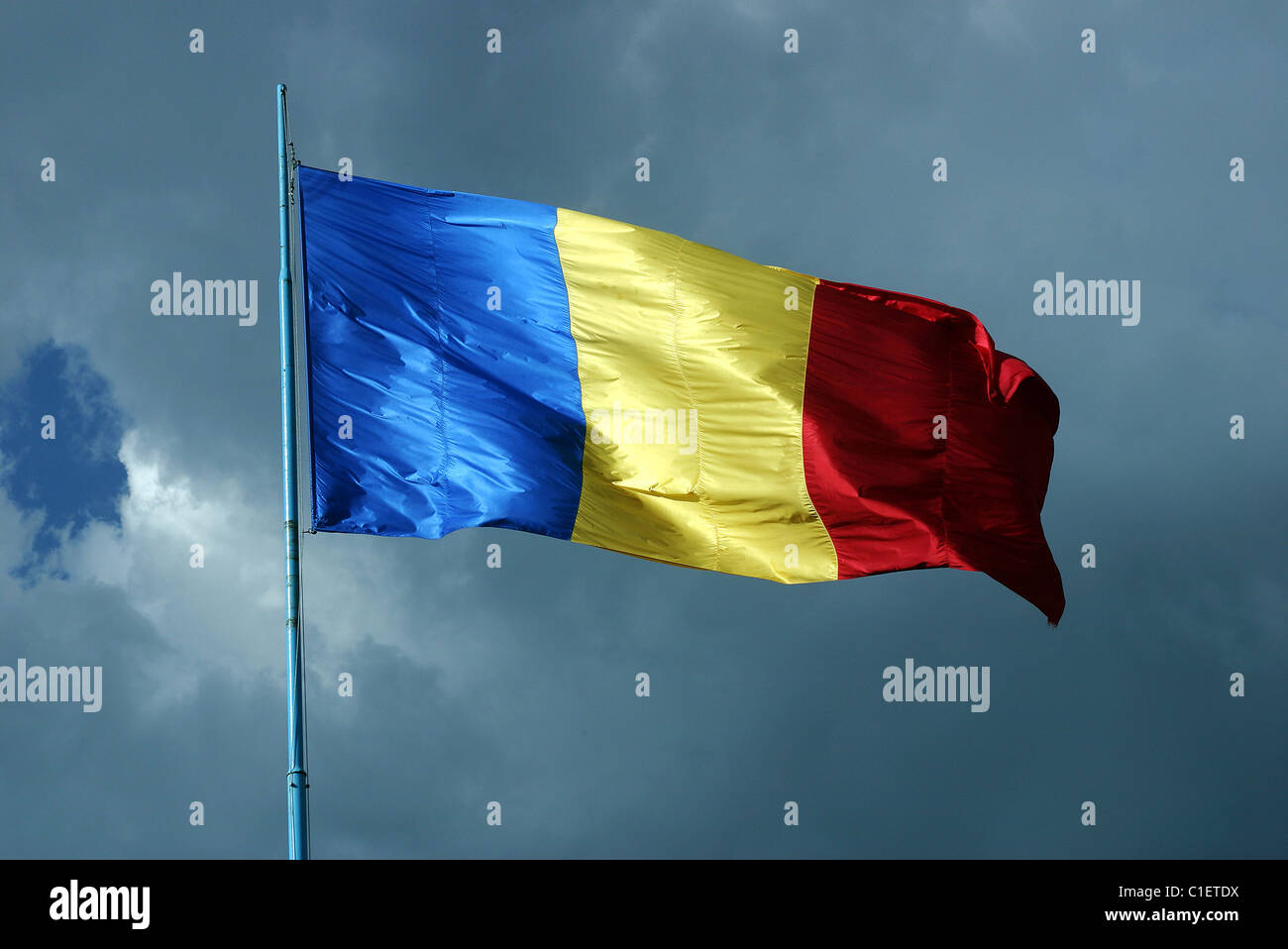 La Romania, bandiera nazionale Foto Stock