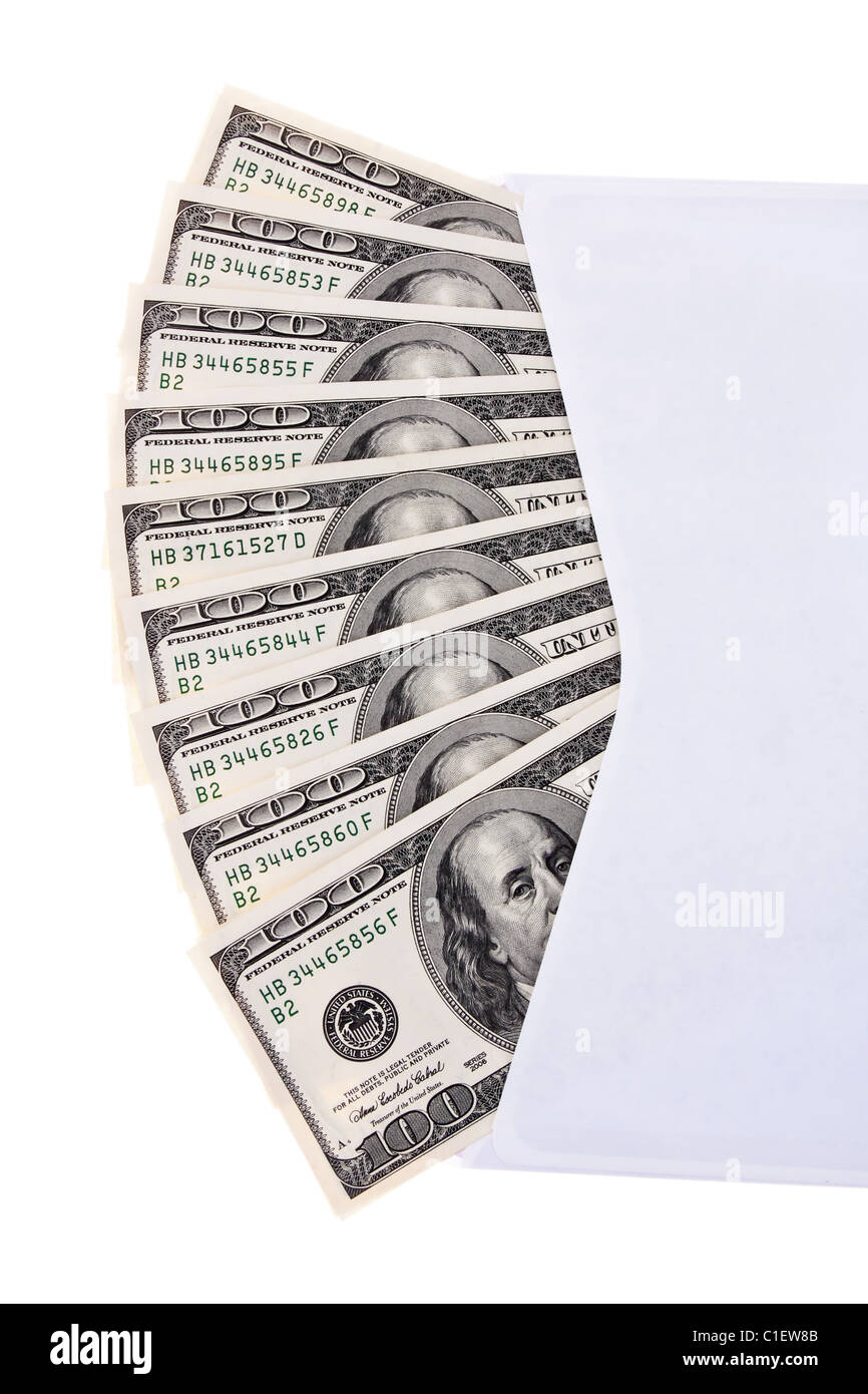 Molte le fatture del dollaro in una busta Foto Stock